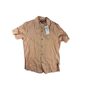 Kenneth Cole New York Slim Fit Short‎ Sleeve Button Down Shirt Pale Pink Size M